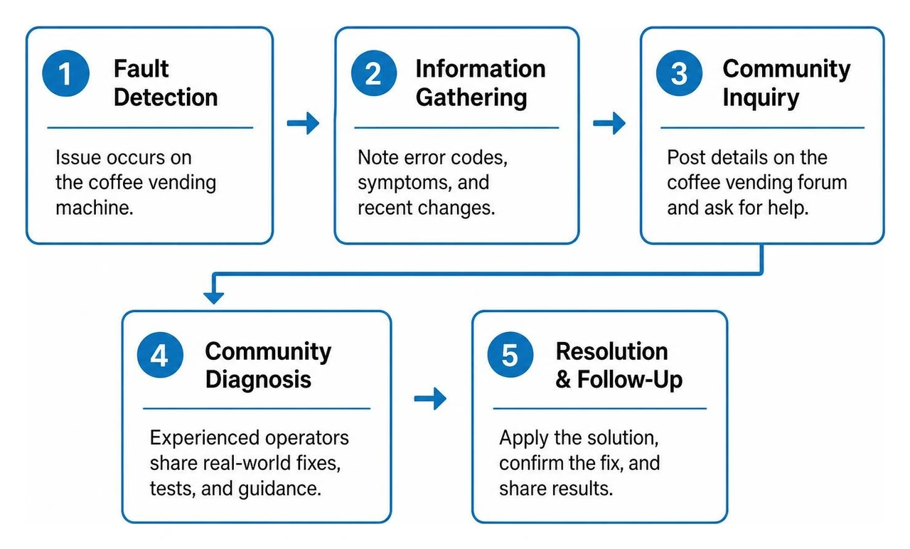 Troubleshooting workflow from fault detection to community diagnosis and resolution