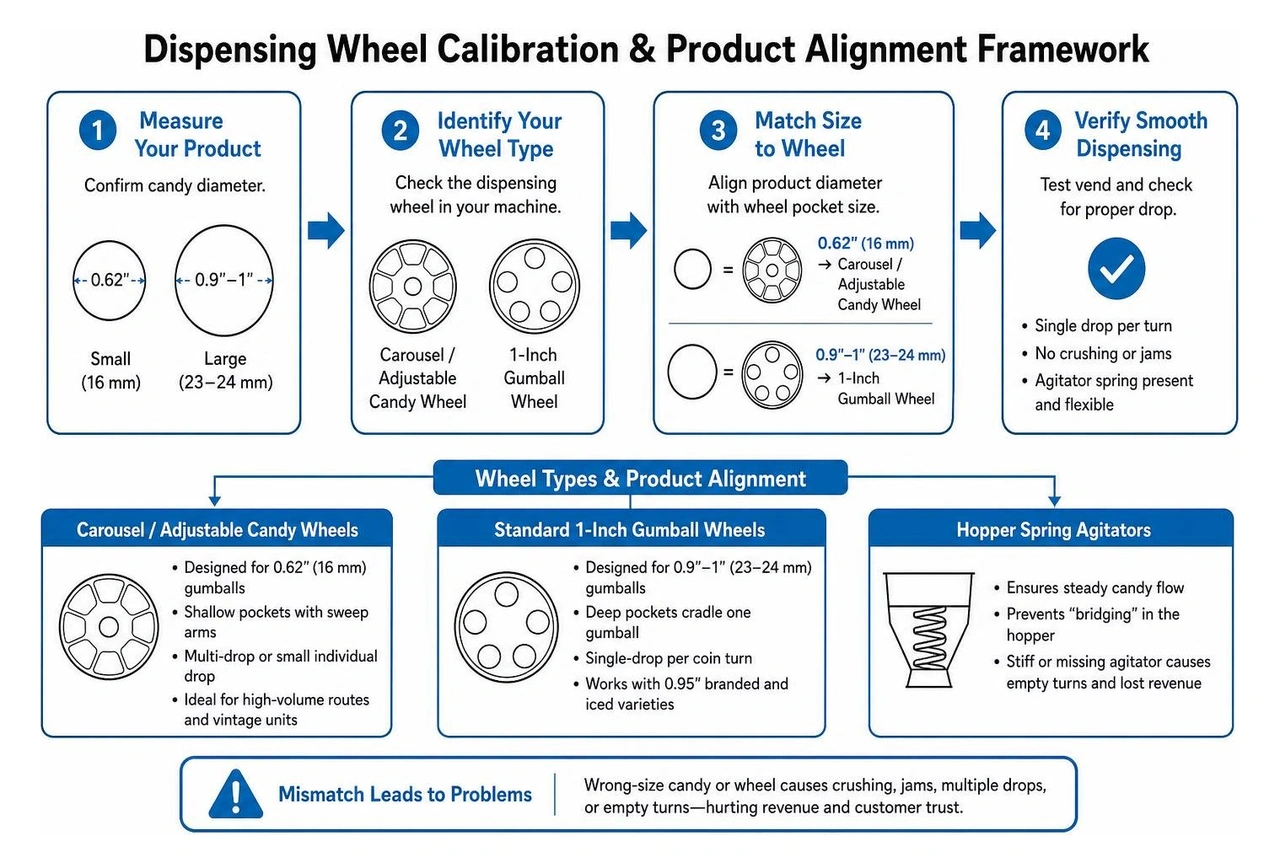 Dispensing wheel calibration and product alignment framework Dispensing wheel calibration and product alignment framework