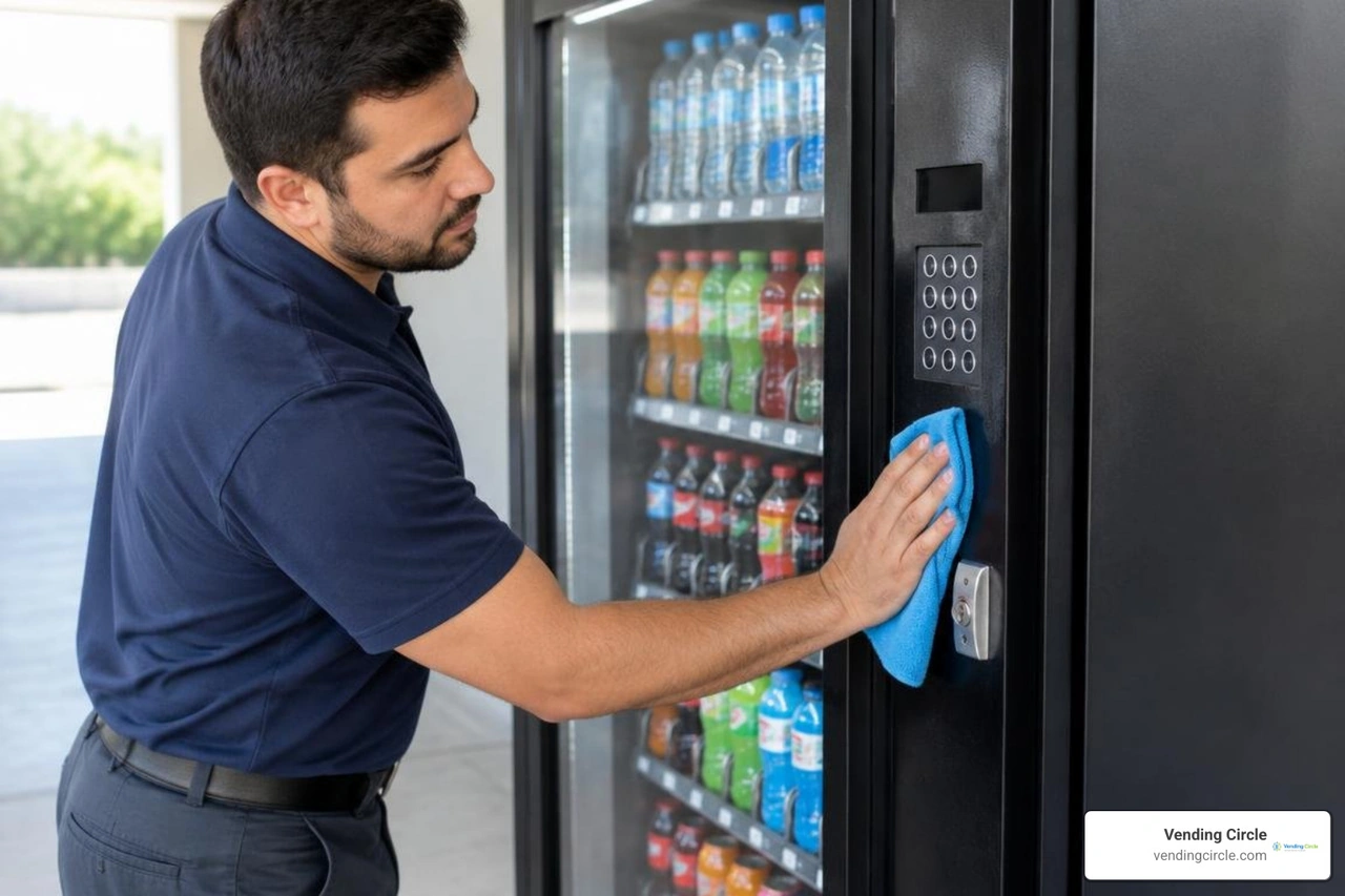 detailing a soda vending machine cabinet and lock mechanism detailing a soda vending machine cabinet and lock mechanism