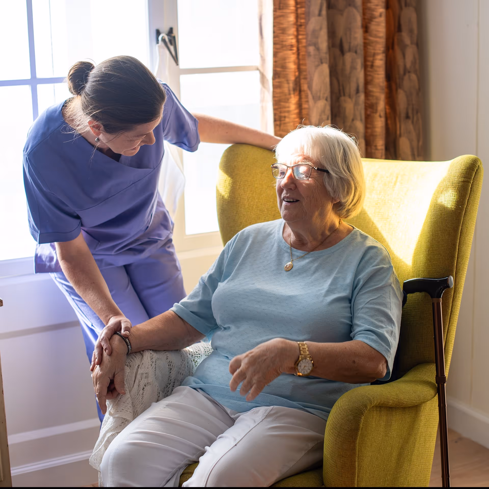 Elderly lady with nurse