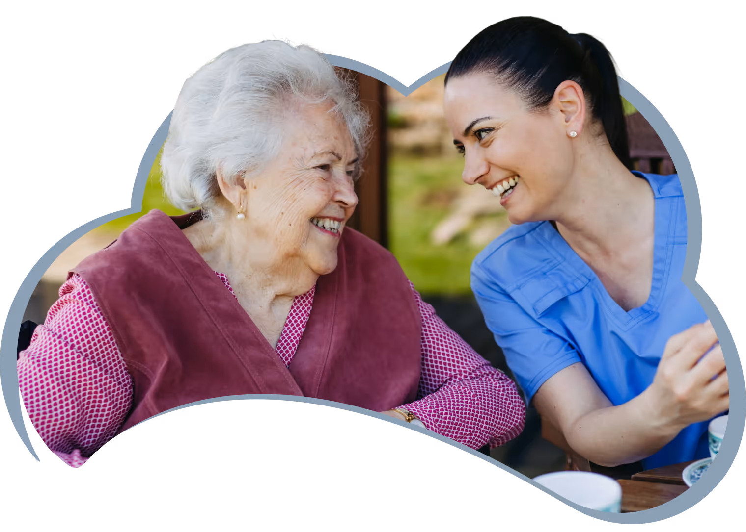 Elderly lady with nurse