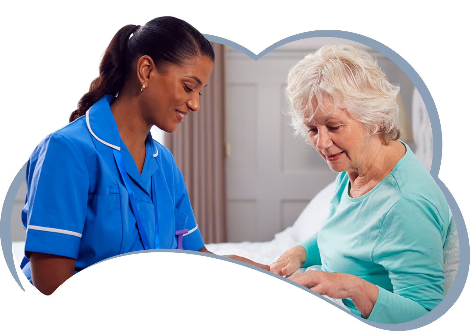Elderly lady with nurse