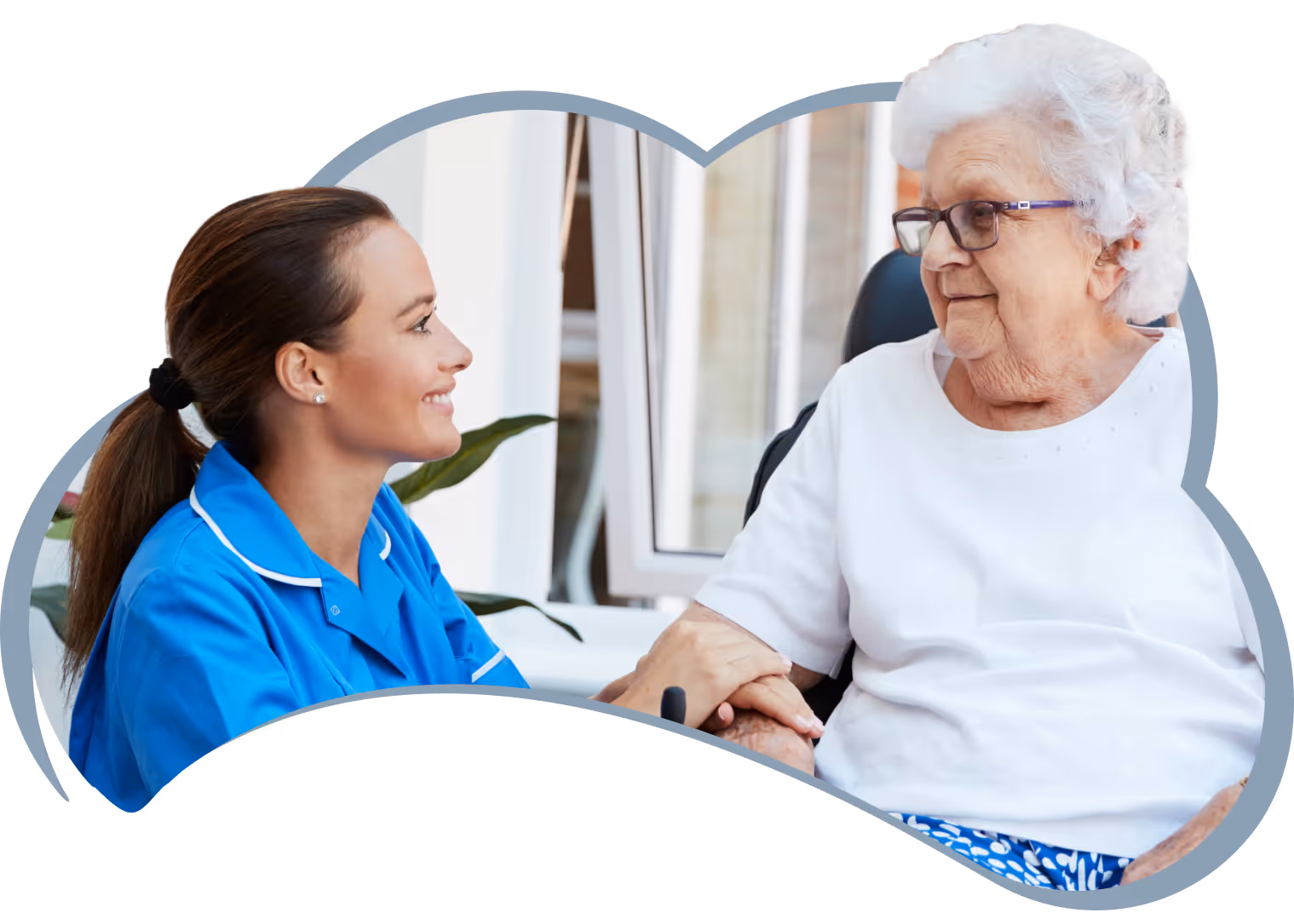 Elderly lady with nurse