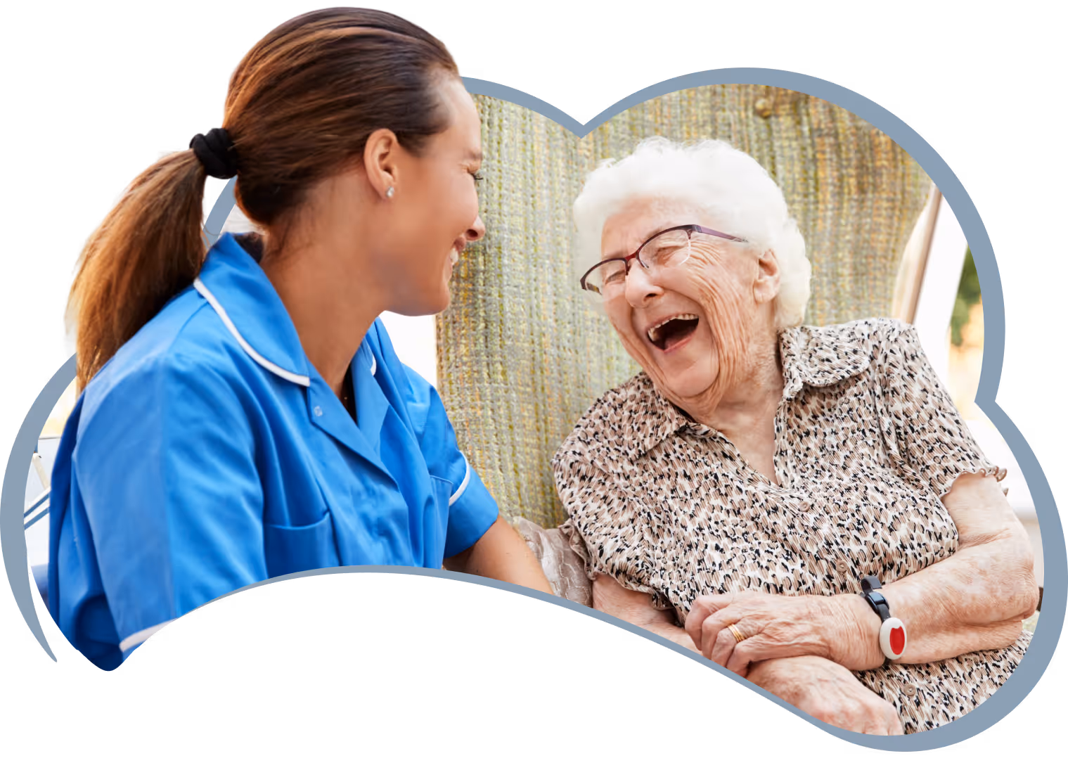 Elderly lady with nurse
