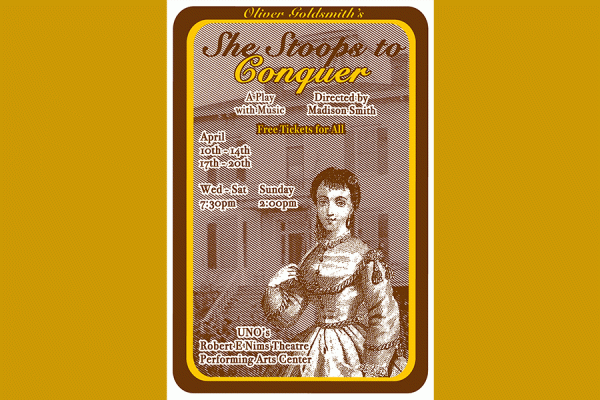 Theatre UNO will present “She Stoops to Conquer” as part of its 2023-24 performance season.
