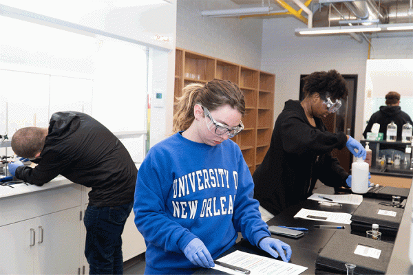 University of New Orleans students work in a chemistry lab that was modernized with a $1 million gift from an anonymous donor. Five years later, the same donor has given $1.22 million for additional labs to be upgraded.