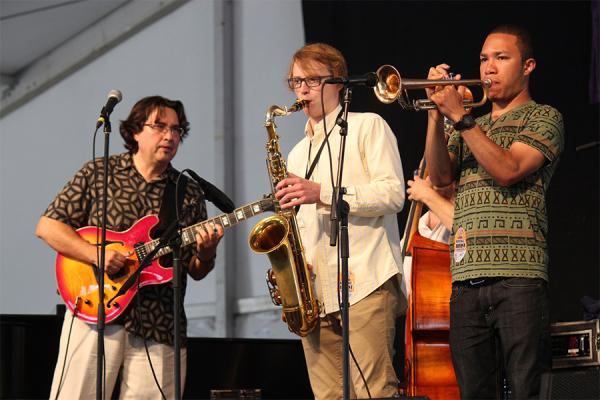 University of New Orleans jazz studies professor Steve Masakowski, pictured far left, will be honored with a lifetime achievement award.