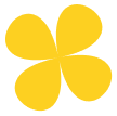 Yellow four-petal flower shape on black background.