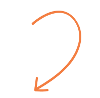 Curved orange arrow pointing down and to the left on a black background.