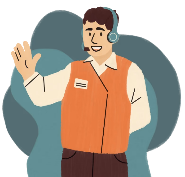 A drawing of a man with headphones on.