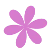 Pink eight-petal flower icon with a dark center on a transparent background.