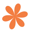 Orange flower-shaped asterisk icon with eight rounded petals.