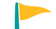 Yellow triangular flag attached to a green pole, waving to the right.
