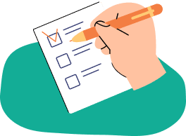 Hand holding a pen checking off the first box on a three-item checklist.
