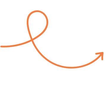 Orange line arrow with a loop pointing upward to the right on a black background.