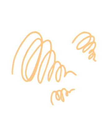 Abstract orange swirls forming a dynamic, freeform design on a transparent background.