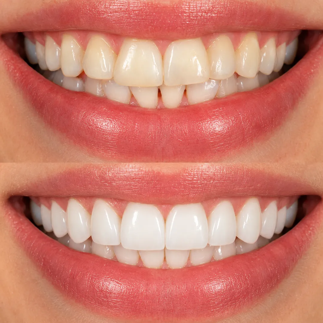 Composite bonding before and after at Sale Dental Spa, un-retouched