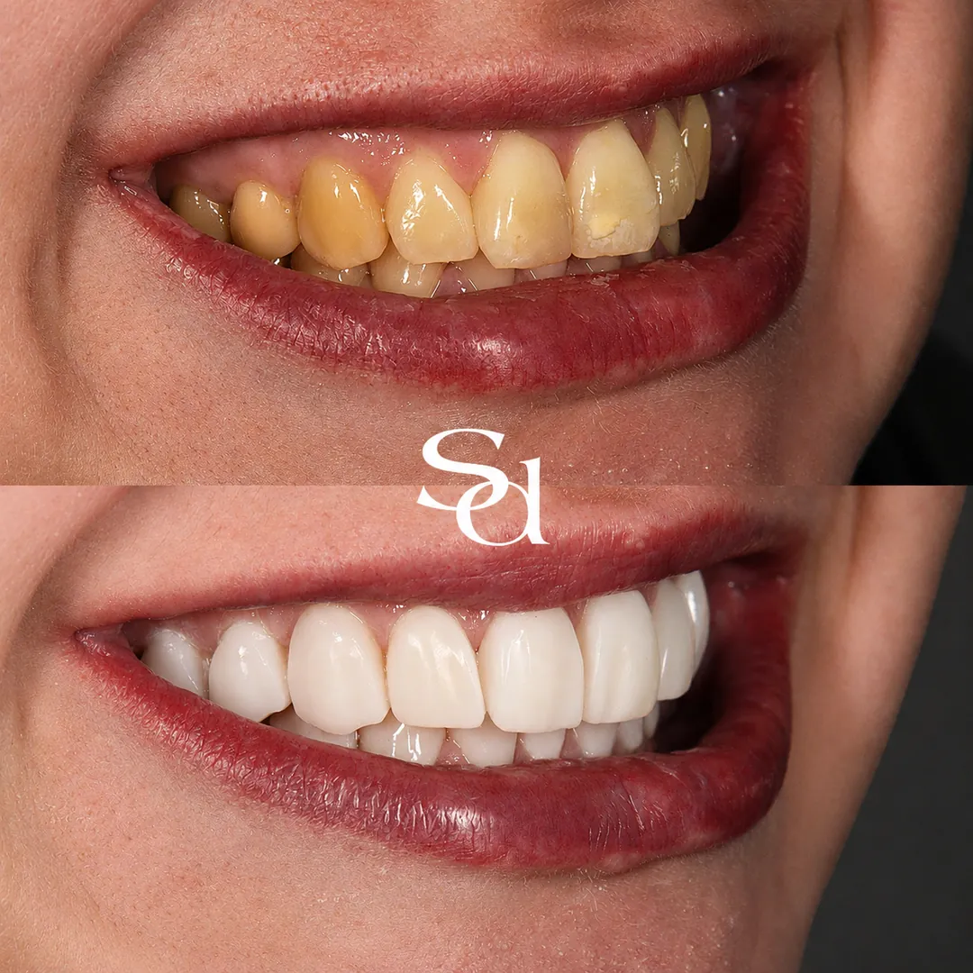Veneers and whitening before and after at Sale Dental Spa, un-retouched