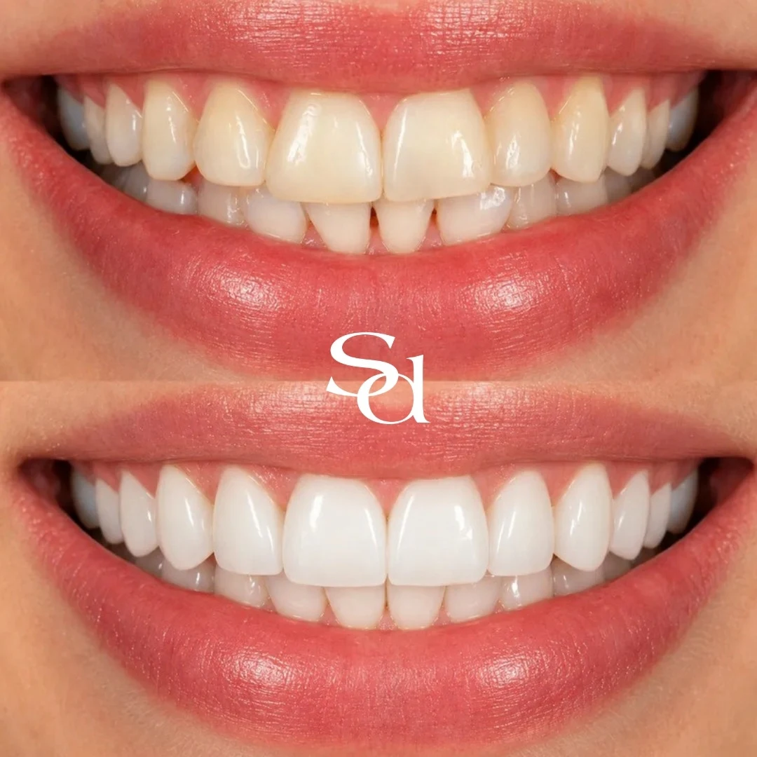 Composite bonding before and after at Sale Dental Spa, un-retouched