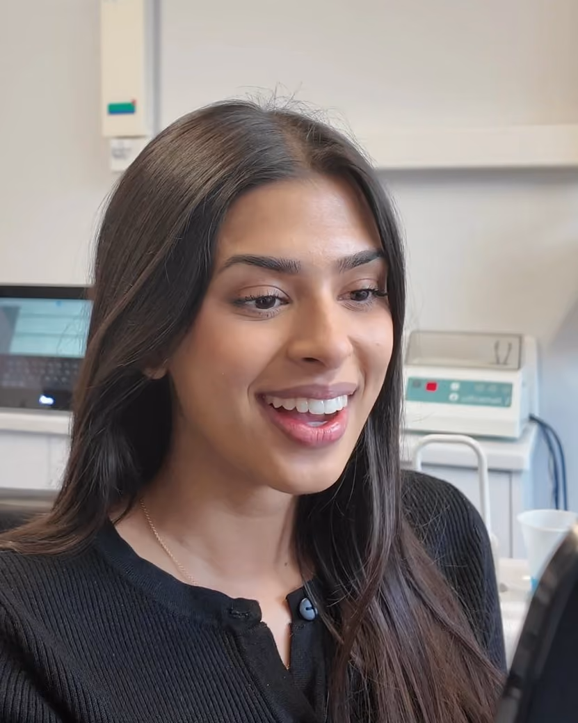 Vritika seeing her new smile for the first time