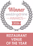 Winner badge, weddingsonline Awards 2026, Restaurant Venue of the Year