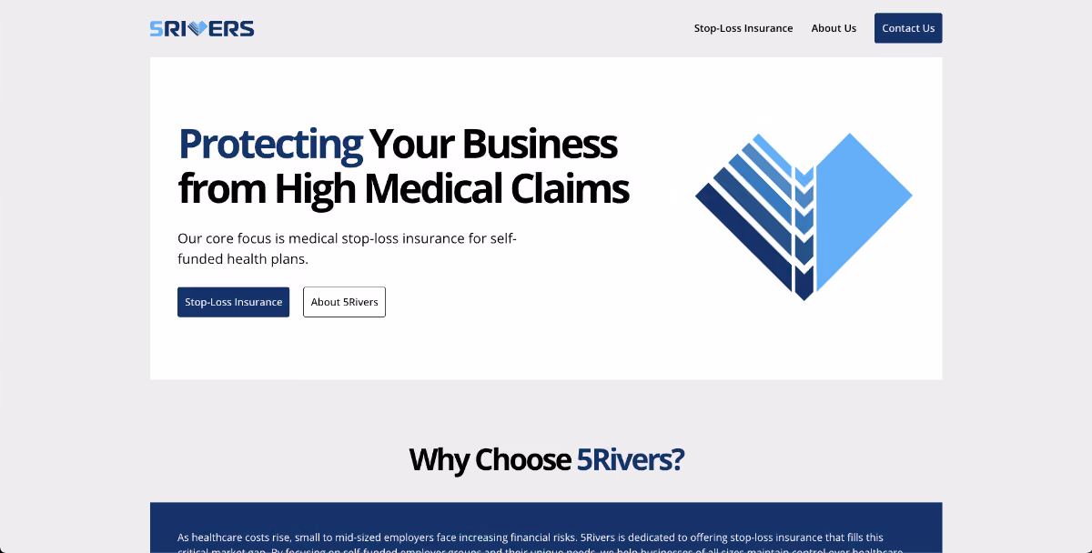 5rivers screenshot of homepage