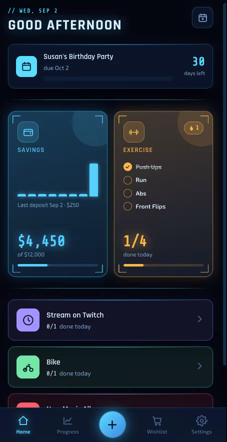 solstice app dashboard filled extra