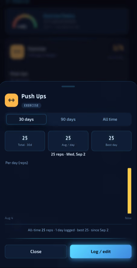 solstice app progress pushups