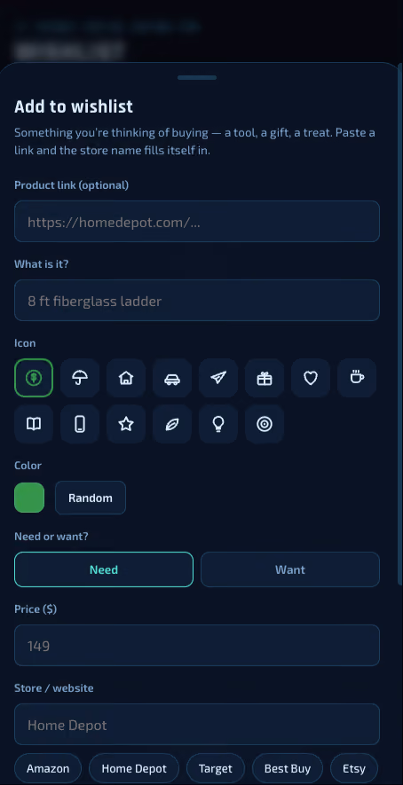 solstice app wishlist example