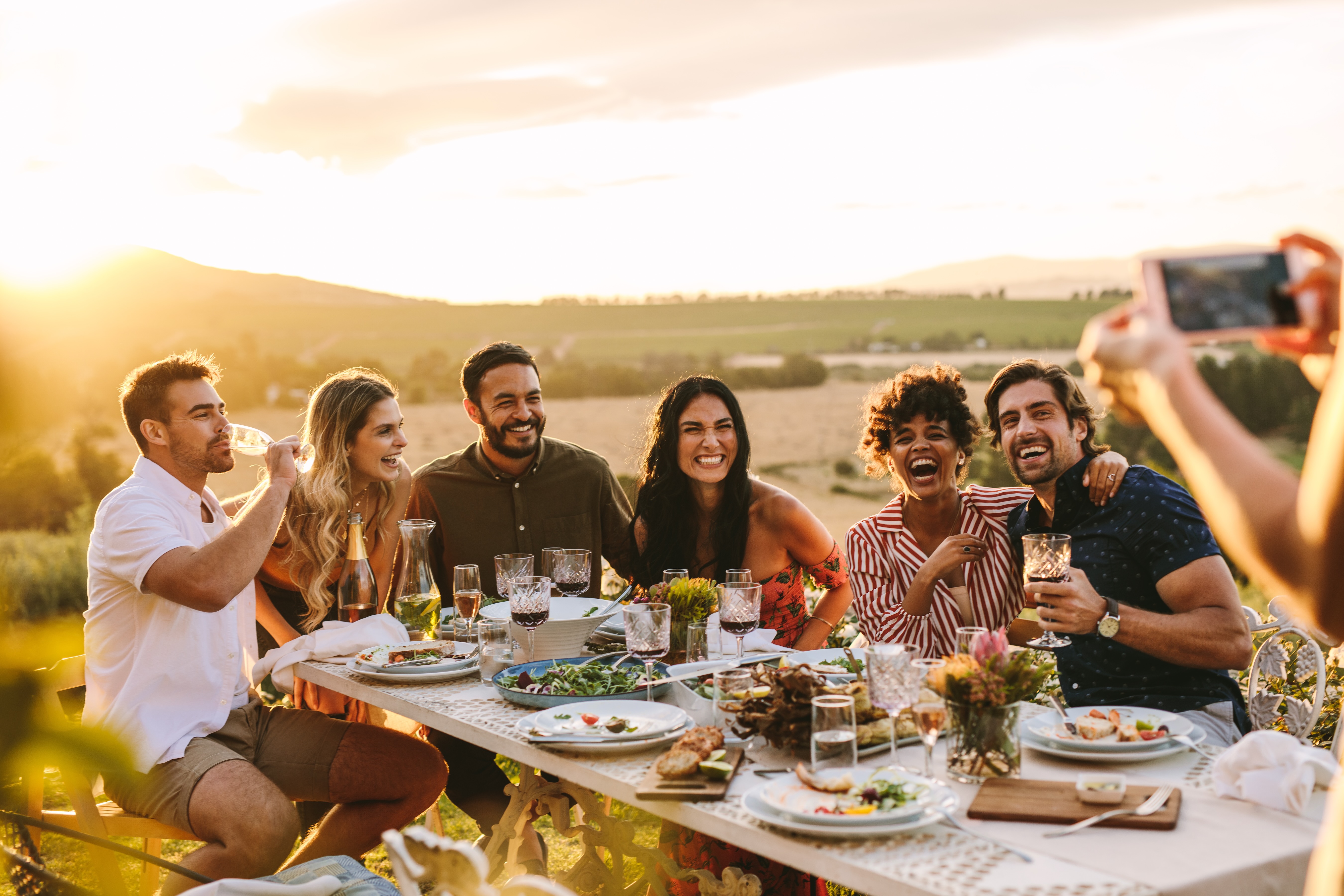 Friends eating stock photo