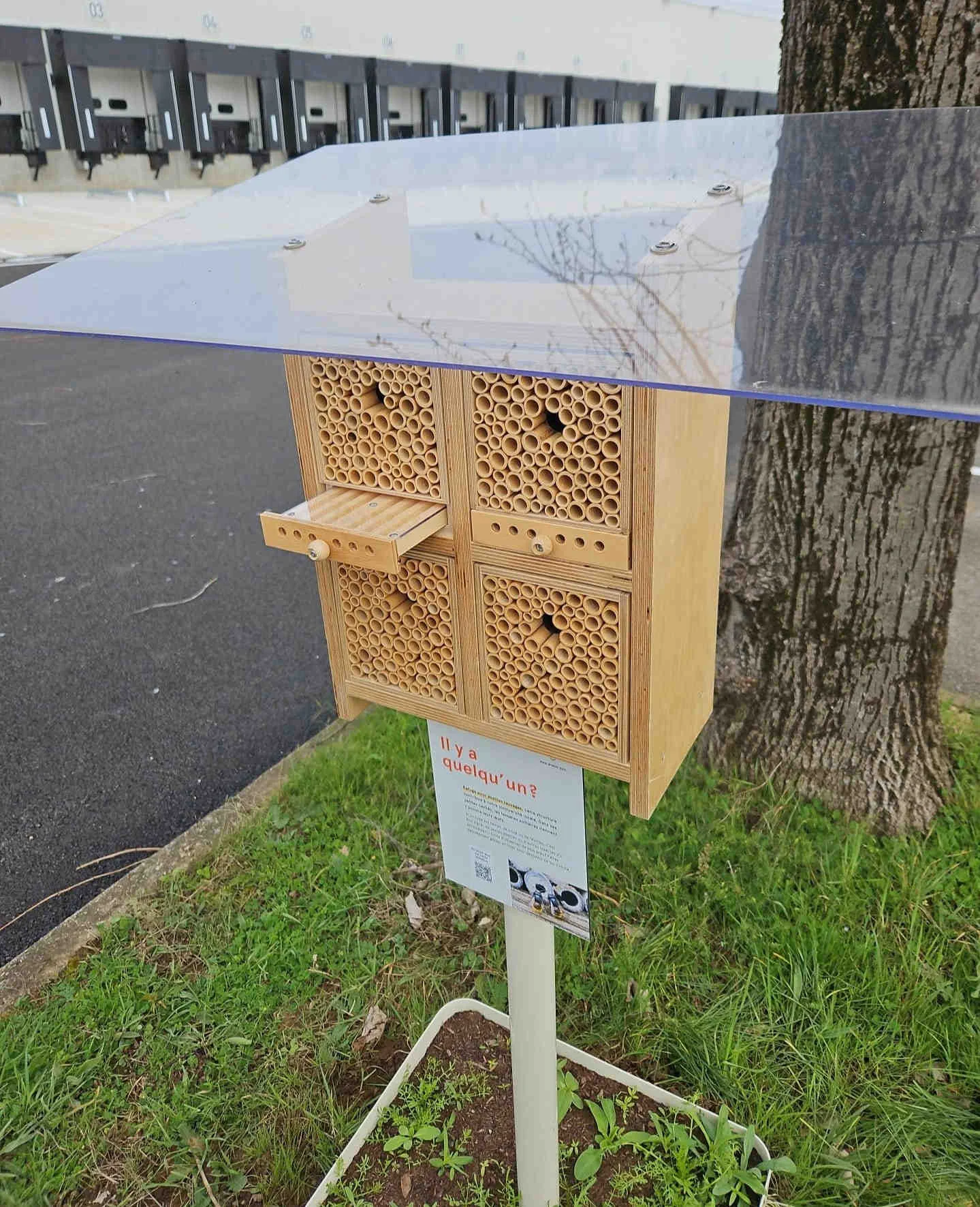 Bee hotel at a Realterm loading dock