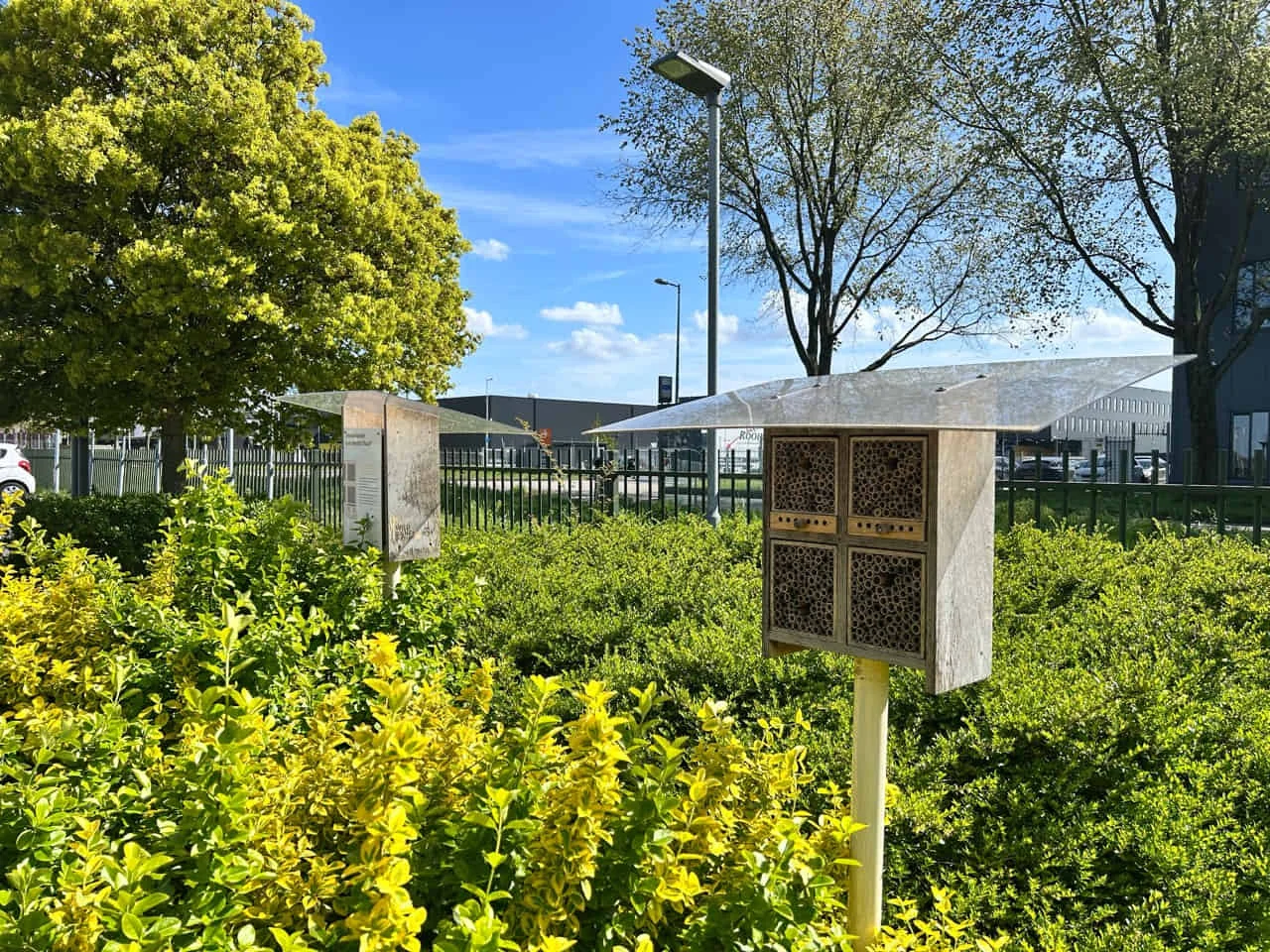 Bee hotel installed in a hedge at a Realterm property