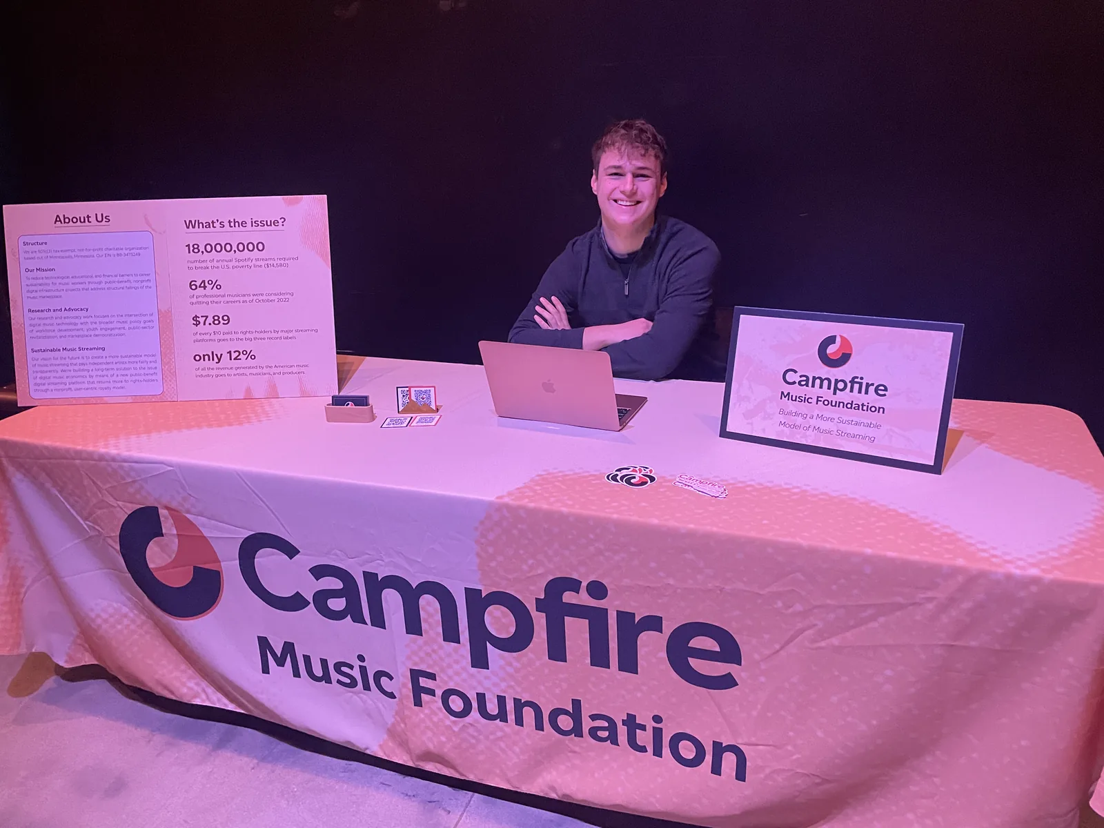 The Campfire Music Foundation booth at a community event.