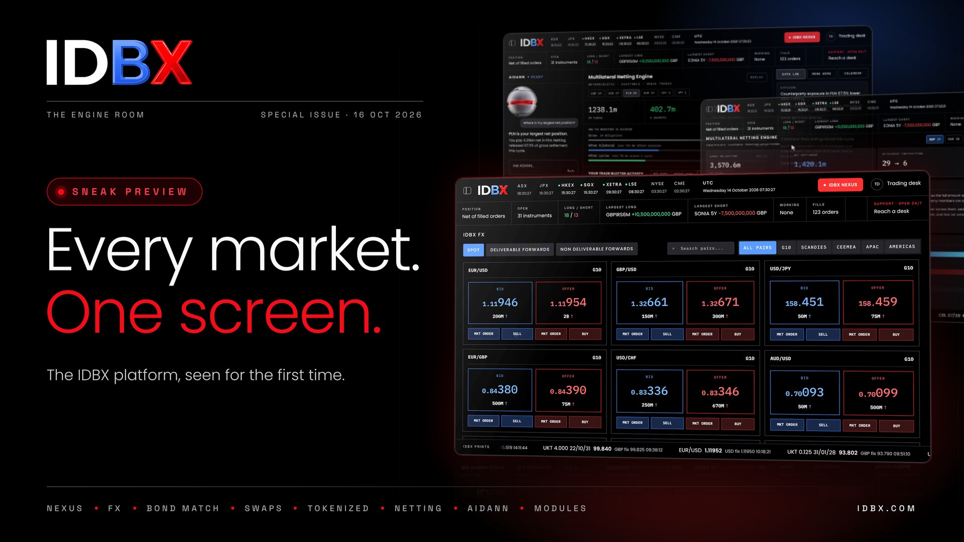 The Engine Room special issue cover. Every market. One screen.