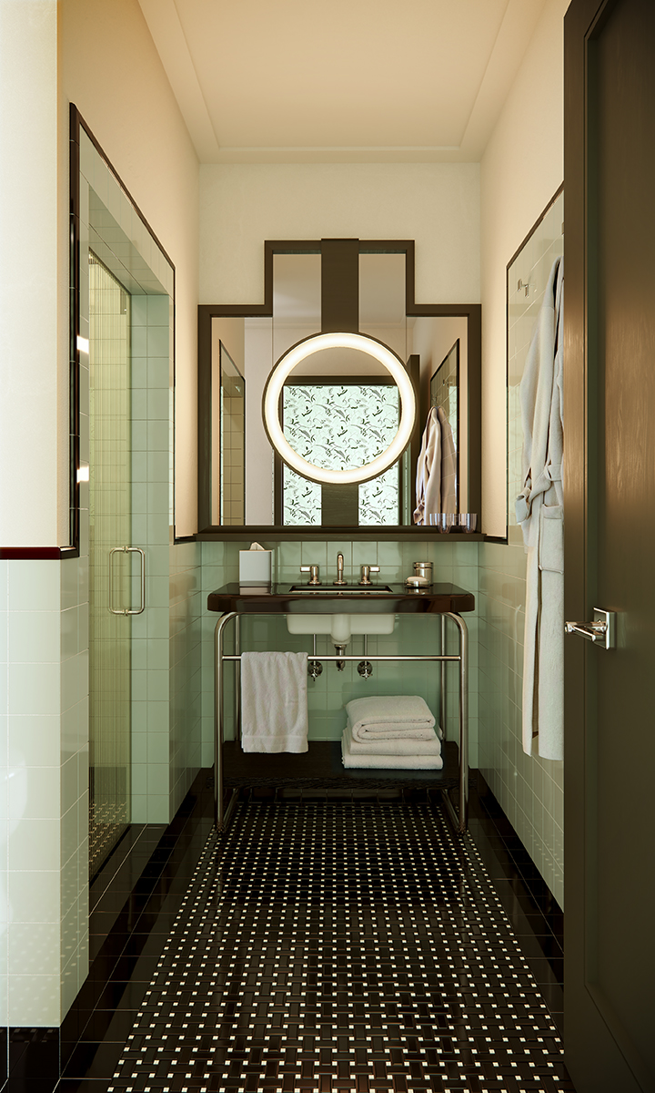 green bathroom mock up