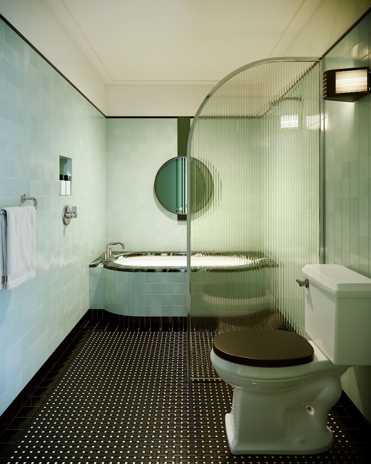 green bathroom tub mock up