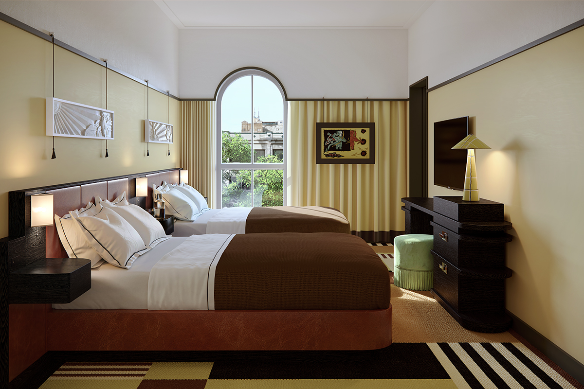 Queen beds in room