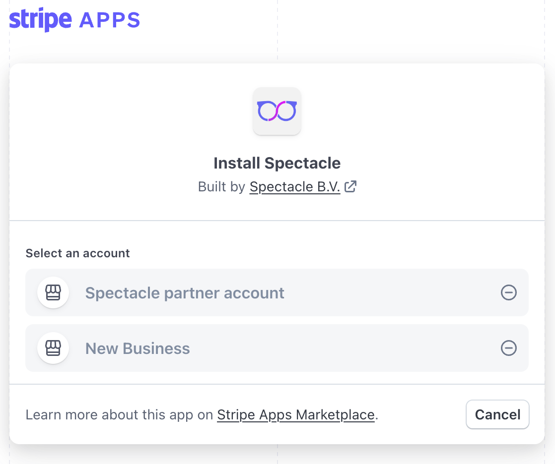 Connect Stripe to Spectacle