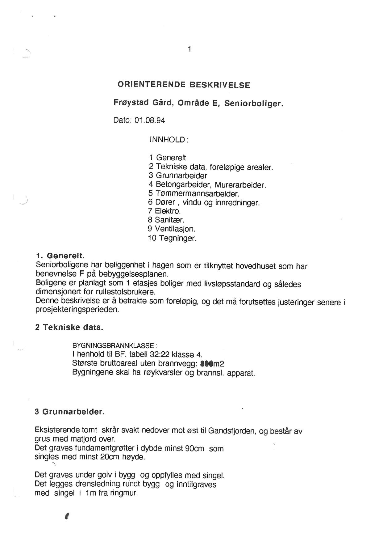 Side 1 av 6 – kapittel 7 Byggbeskrivelse tekst Seniorboligene – Frøystadpermen