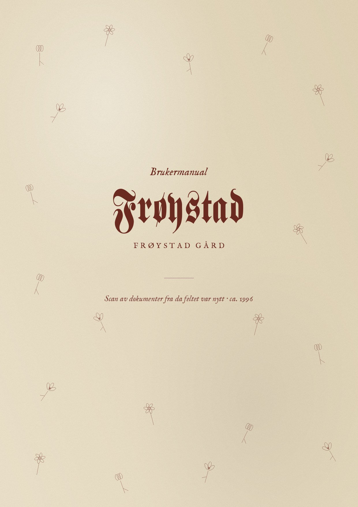 Forside av Frøystadpermen – brukermanual for Frøystad Gård ca. 1996