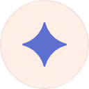 Blue four-point star shape centered in a beige circle with a scalloped edge.