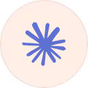 Blue eight-pointed starburst shape inside a light beige circle with fade on edges.