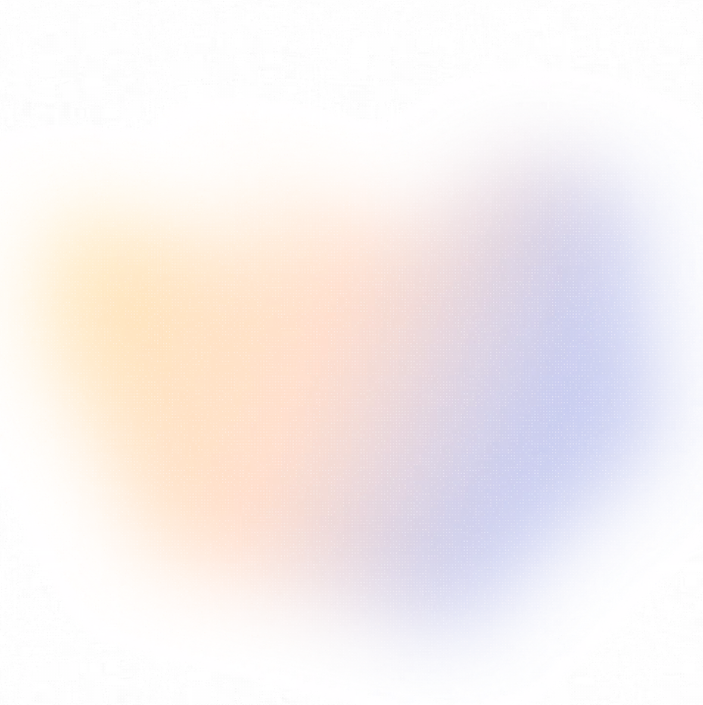 Abstract blob shape with gradient colors fading from peach to lavender on a black background.