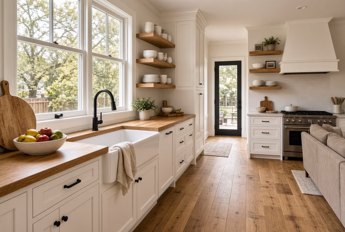 Open Concept Farmhouse Kitchen