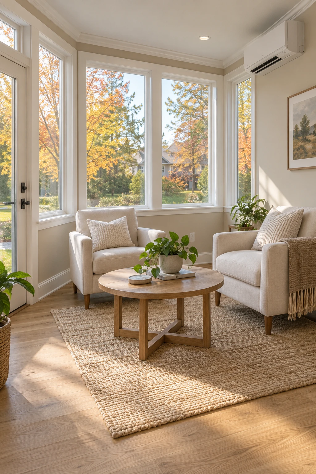 4 season sunroom with a mini split unit