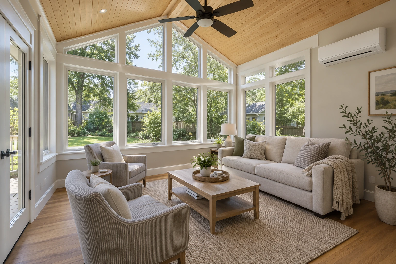 4 season sunroom with vaulted ceiling