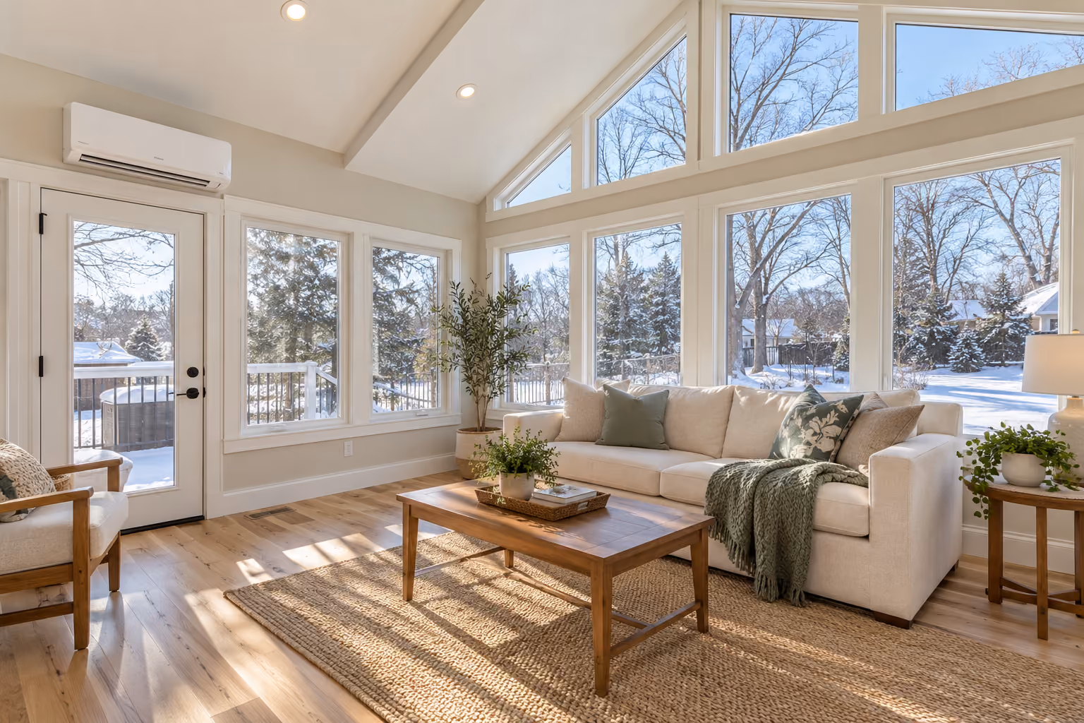4 season sunroom in winter