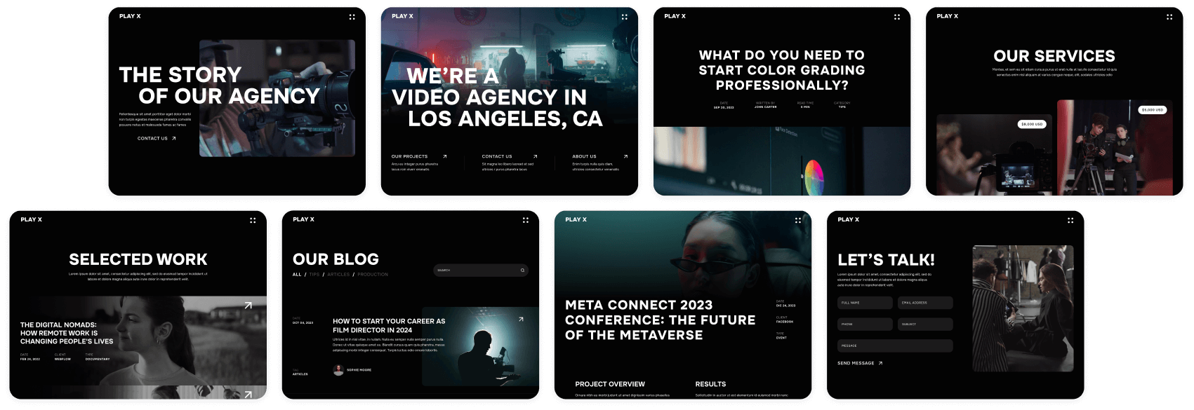 Play X - Buy Now - Video Production Agency Webflow Template