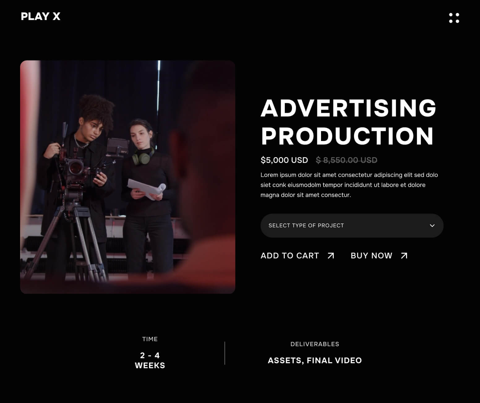 Play X - Service Single Page - Video Production Agency Webflow Template