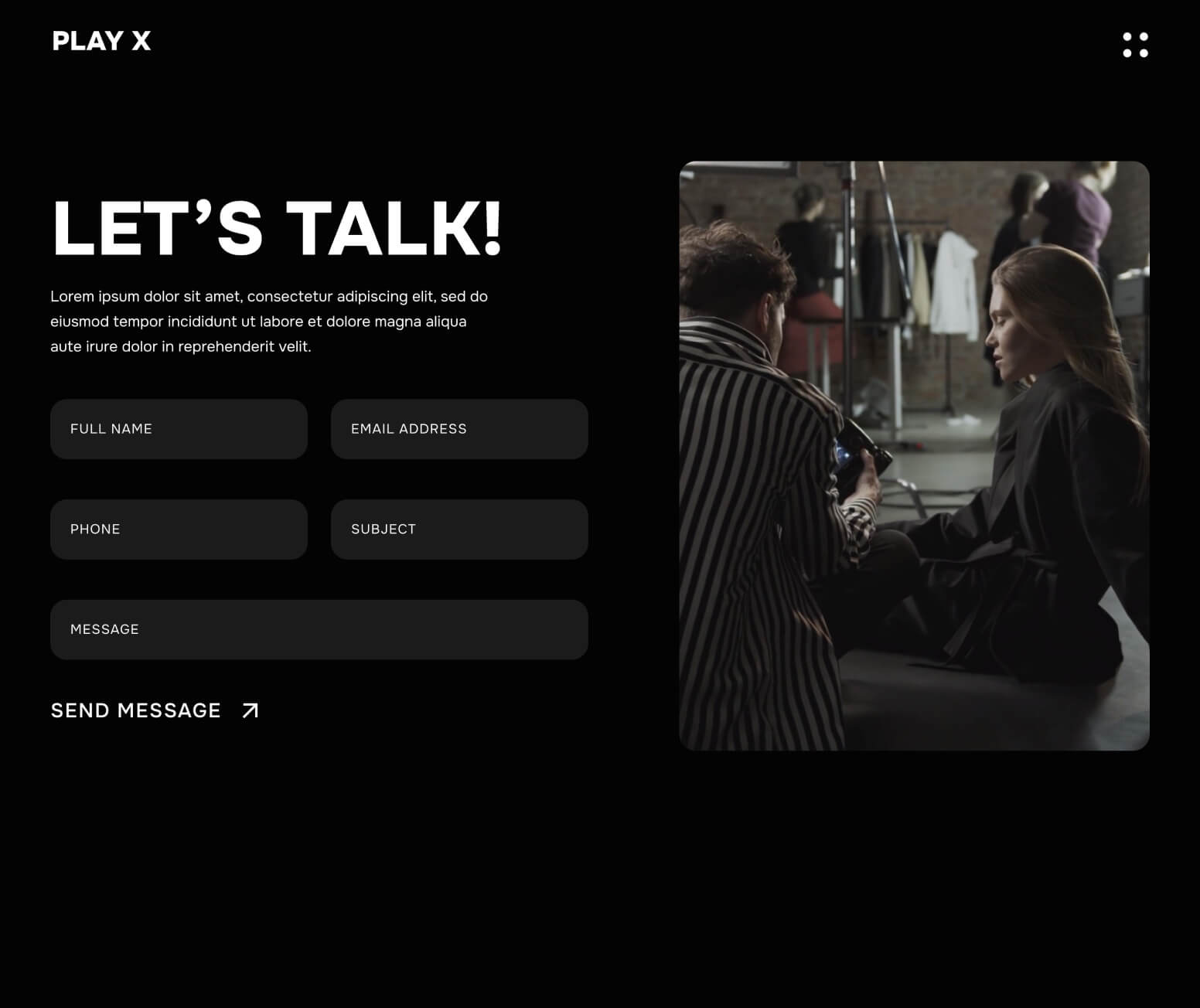 Play X - Contact Page - Video Production Agency Webflow Template